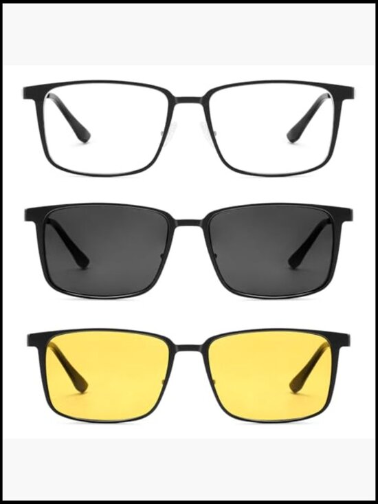 Magnetic Clip On Polarized Sunglasses for Men Retro Square  display picture 2